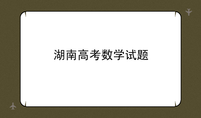 湖南高考数学试题