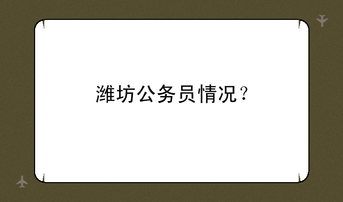 潍坊公务员情况？