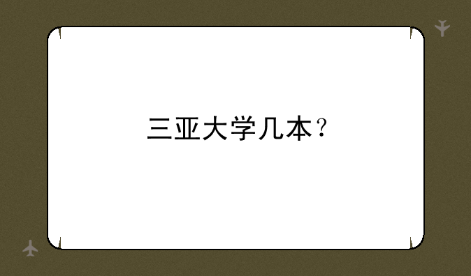 三亚大学几本？