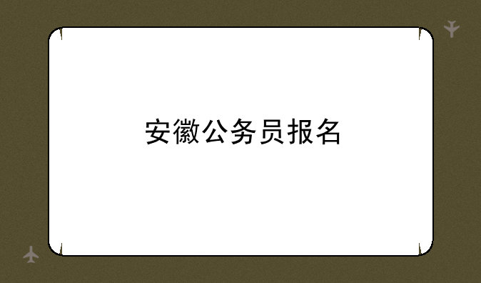 安徽公务员报名