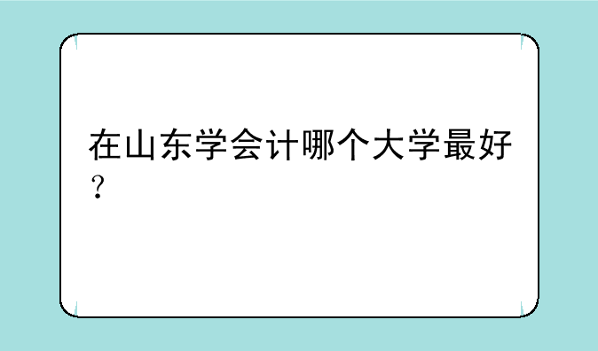 在山东学会计哪个大学最好？