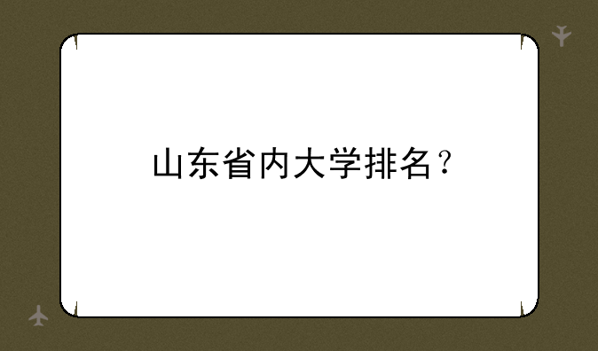山东省内大学排名？