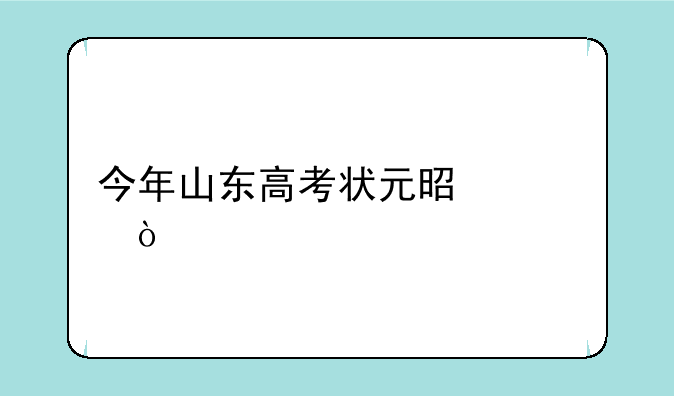 今年山东高考状元是谁？