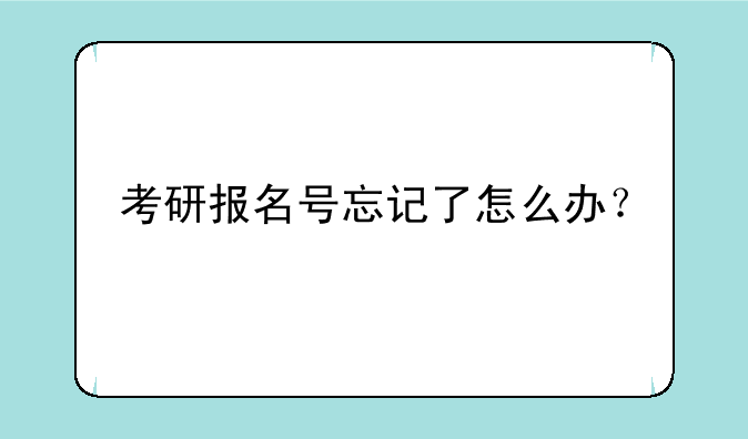考研报名号忘记了怎么办？