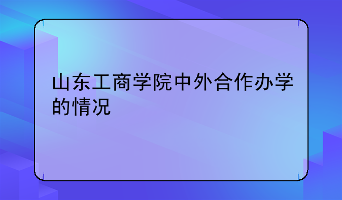 山东工商学院中外合作办学的情况