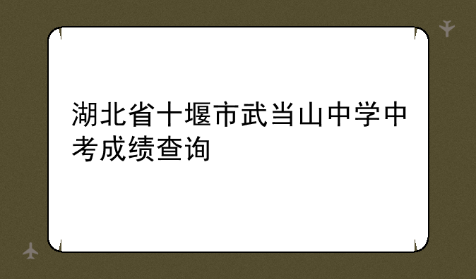 湖北省十堰市武当山中学中考成绩查询