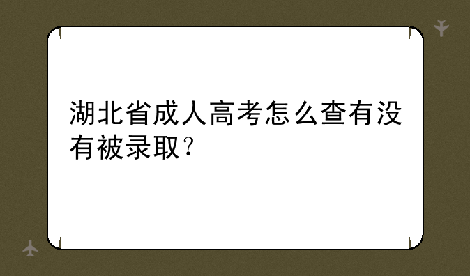湖北省成人高考怎么查有没有被录取？
